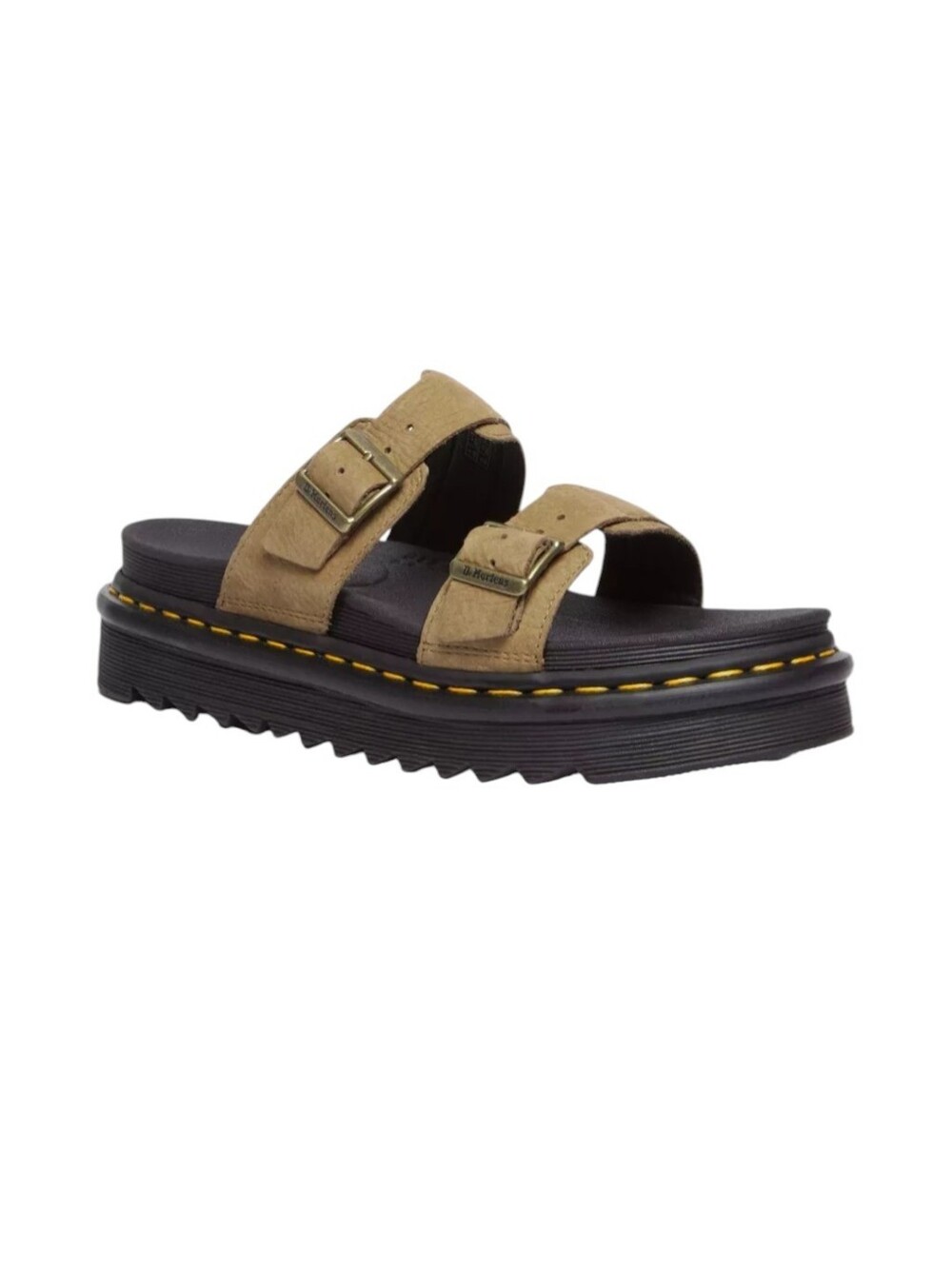 Dr. Martens MYLES Tumbled Nubuck BUCKLE SLIDE SANDAL In Savannah Tan